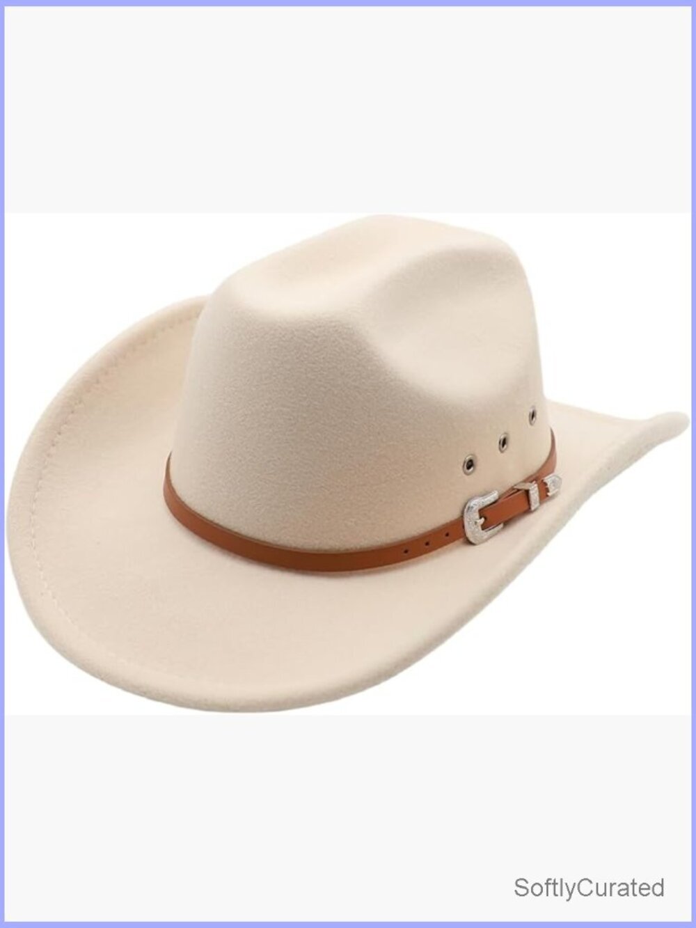 Unisex Wide Brim Felt Fedora Cowboy Hat with Buckle Belt